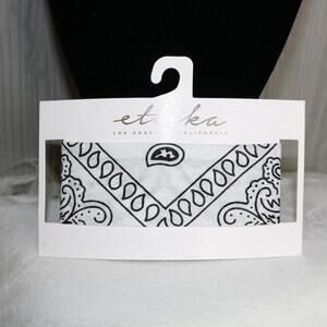 NWT Ettika Anthropologie Black White Bandana Print Choker Gold Necklace 10" L